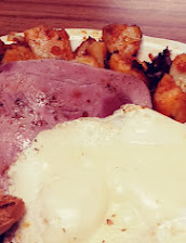 Eggs Over Easy Ham Homefries Toast